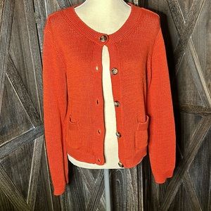 Talbots orange long sleeve button up sweater